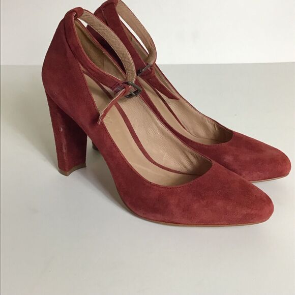 Madewell Women Shoes Sz. 7 Red Ankle strap heels Sexy Boho Y2k Workwear - Picture 2 of 10